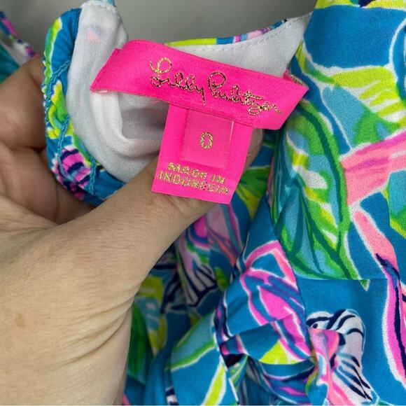 Lilly Pulitzer Cadie Cami in Formentera Turquoise Keep On Beleafing Size 0 - Picture 4 of 7